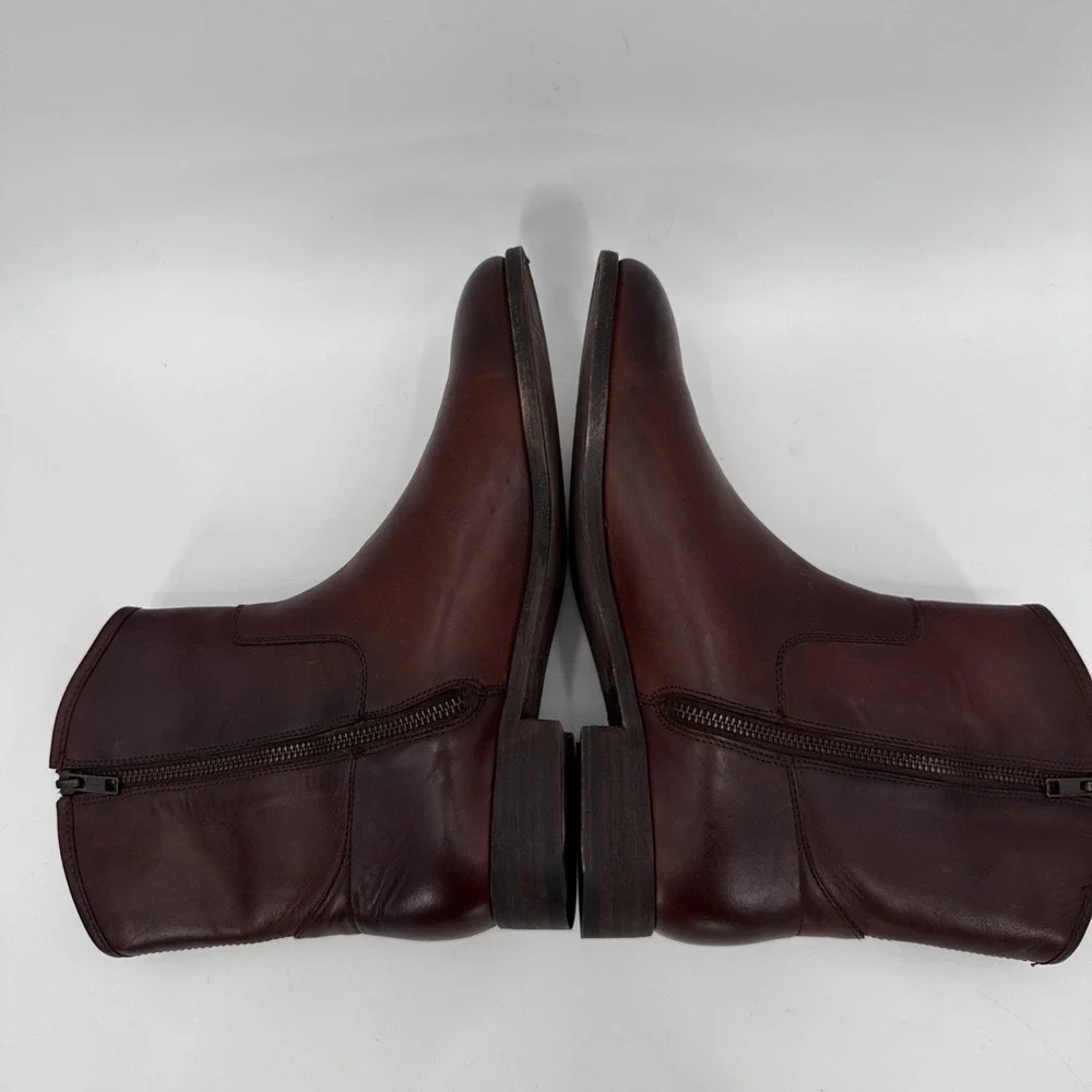 Frye Womens Cognac Melissa Button 2 Short Leather Ankle Boots Size 11B Western